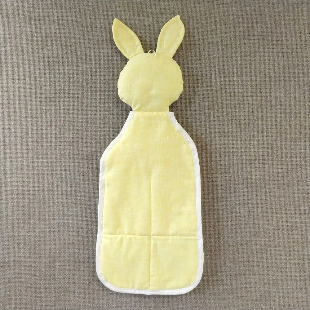 Vintage Nursery Fabric Hanging Baby Crib Storage Organizer  Pockets Yellow Bunny
